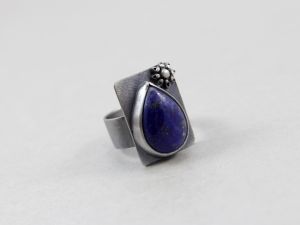 Lapis lazuli kropla srebro - pierścionek - ChileArt